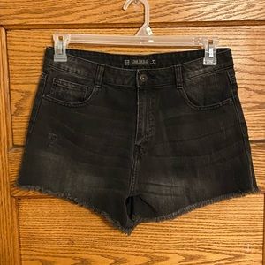 Zara Black Distressed Denim Cut Off Shorts
